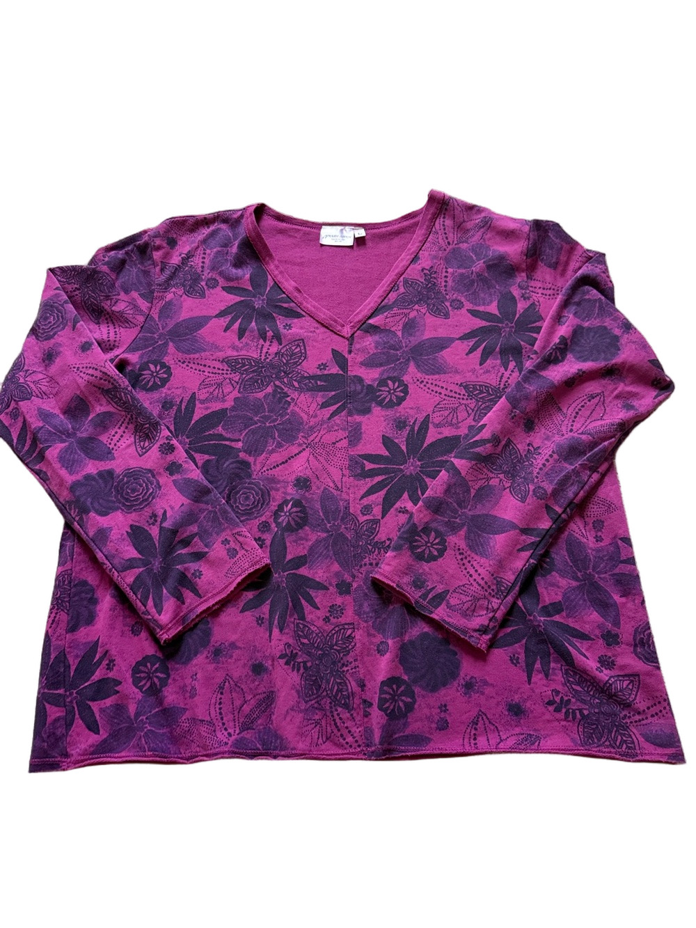 Prairie Cotton Purple /Blue Floral Top Sz L